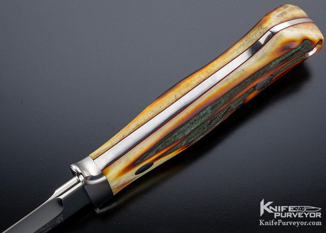 Bob Loveless Custom Knife Amber Stag Double Nude Logo Chute Knife Purveyor