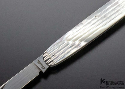 Joel Chamblin Custom Knife Fluted Mother of Pearl Two Blade Slipjoint - Image 2