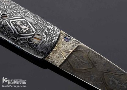 Barry Gallagher Custom Knife "Live to Ride, Ride to Live" Sole Authorship Mosaic Damascus Linerlock - Image 5