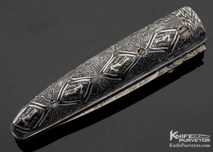 Barry Gallagher Custom Knife "Live to Ride, Ride to Live" Sole Authorship Mosaic Damascus Linerlock - Image 7