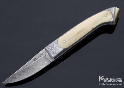 Charles Bennica Custom Knife Fossilized Walrus and Damasus Tail Lock - Image 3