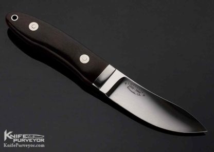 Bob RW Loveless Custom Knife Black Micarta One of a Kind 40th Anniversary Logo Crooked Skinner