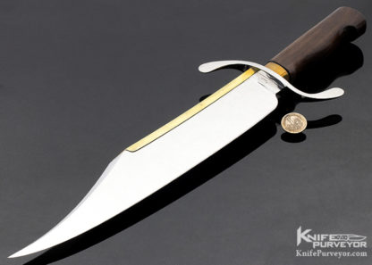 Buster Warenski Custom Knife Brass Back Bowie with Sheath 10513