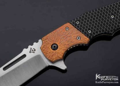 Coty Handley Custom Knife "Mission Critical" CTEK Textured Copper Frame Lock Flipper - Image 8