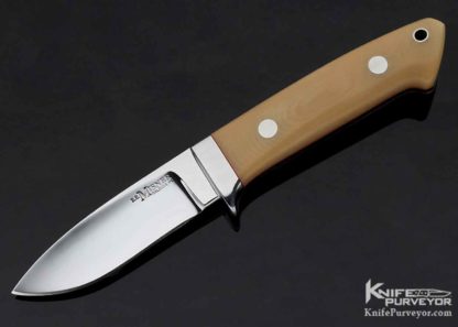 Elton Misner Custom Knife Bone Linen Micarta "Bob Loveless Design" Drop Point Hunter 10619