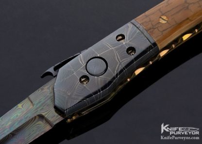 Frank Potter Custom Knife Mammoth Ivory & Blued Robert Eggerling Mosaic Damascus Automatic Linerlock - Image 2