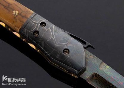 Frank Potter Custom Knife Mammoth Ivory & Blued Robert Eggerling Mosaic Damascus Automatic Linerlock - Image 7