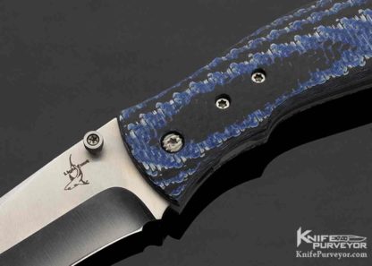 Greg Lightfoot Custom Knife Blue Black Carbon Fiber Liner Lock Flipper - Image 2