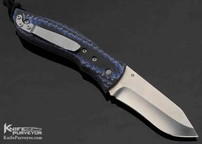 Greg Lightfoot Custom Knife Blue Black Carbon Fiber Liner Lock Flipper - Image 3