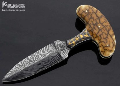 Harvey Dean Custom Knife Sole Authorship Damascus & Mammoth Engraved 2011 AKI Push Dagger - Image 5