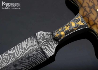 Harvey Dean Custom Knife Sole Authorship Damascus & Mammoth Engraved 2011 AKI Push Dagger - Image 7