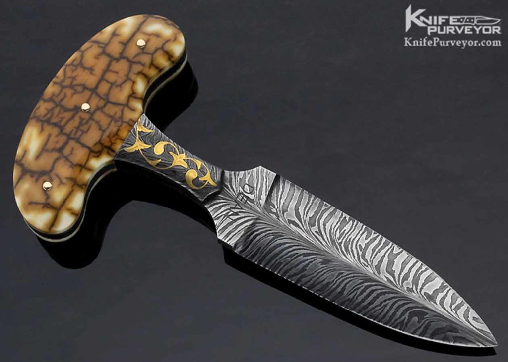 Harvey Dean Custom Knife Sole Authorship Damascus & Mammoth Engraved ...