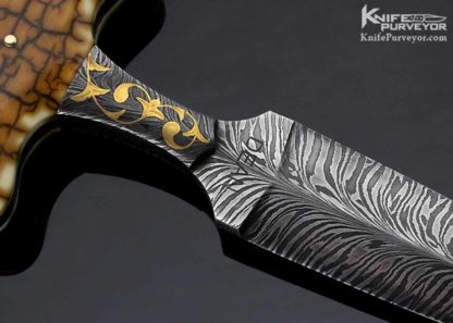 Harvey Dean Custom Knife Sole Authorship Damascus & Mammoth Engraved 2011 AKI Push Dagger - Image 8