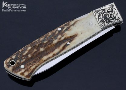 Harvey McBurnette Custom Knife Sole Authorship Engraved Stag Front Lock