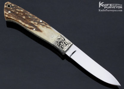 Harvey McBurnette Custom Knife Sole Authorship Engraved Stag Front Lock - Image 5