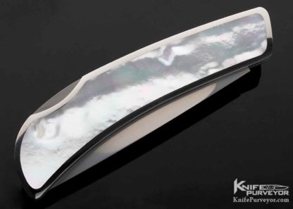 Jack Busfield Custom Knife Mother of Pearl Interframe with 14KT Gold Escutcheon Lockback - Image 3