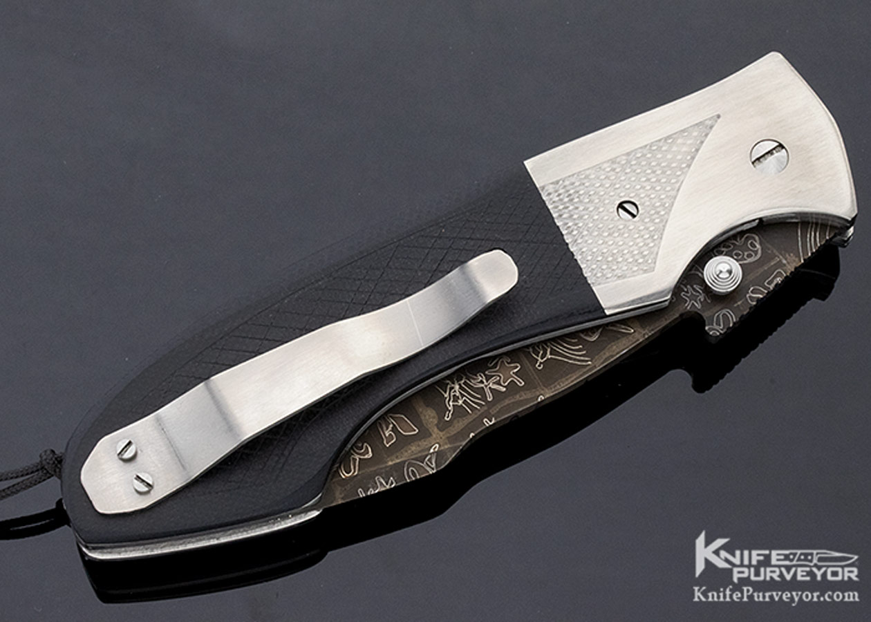 Joe Olson Custom Knife Sole Authorship Damascus G-10 Linerlock - Knife ...