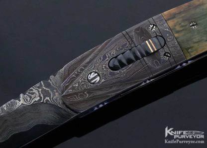 John Richter Custom Knife Blued Damascus and Mammoth Automatic Linerlock - Image 5