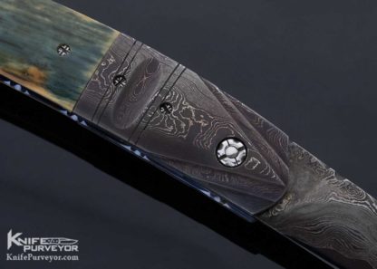 John Richter Custom Knife Blued Damascus and Mammoth Automatic Linerlock - Image 4