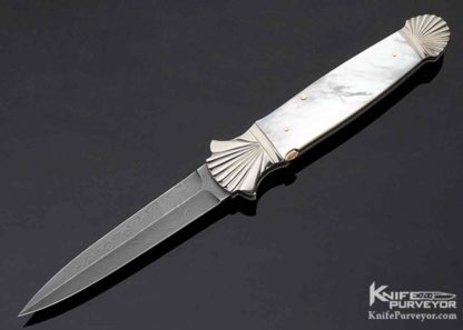 Ken Steigerwalt Custom Knife Dagger Damascus Blade Fluted Double Bolsters Pearl Shell 10824