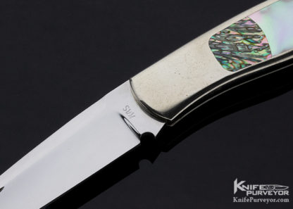 Ken Steigerwalt Custom Knife Mother of Pearl & Abalone Interframe Lockback - Image 3