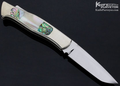 Ken Steigerwalt Custom Knife Mother of Pearl & Abalone Interframe Lockback - Image 5