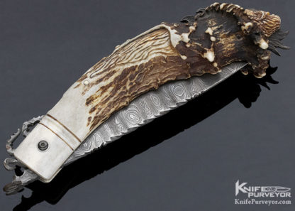 Larry Fuegen Custom KnifeDamascus & Crown Stag Goblin - Image 10