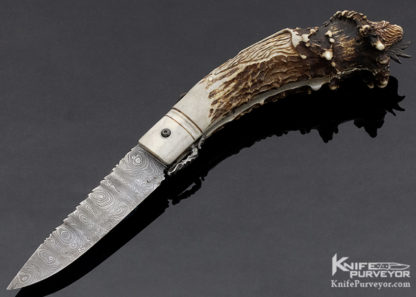 Larry Fuegen Custom KnifeDamascus & Crown Stag Goblin - Image 2