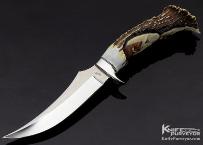 Raymond Beers Custom Knife Carved Stag Upswept Skinner