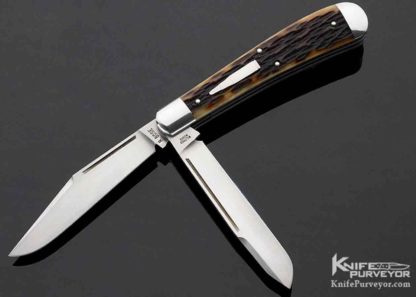 Reese Bose Custom Knife Jigged Bone Bullet 2 Blade Trapper #6 - Image 7