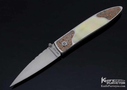 Steve Jernigan Custom Knife Mokume and South Sea Gold Lip Pearl Linerlock