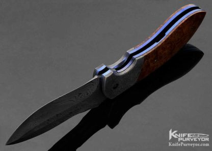 Todd Fischer Custom Knife Ironwood and Damascus Jumbo Double Action Automatic Linerlock - Image 7