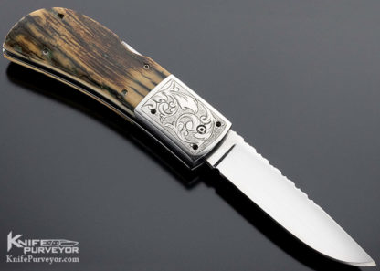 AA Sanders Custom Knife Double Action Automatic Engraved Trapdoor Midlock 15052