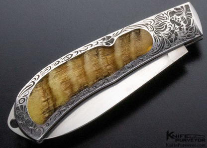 Steve Hoel Custom Knife Aldo Rizzini Engraved Rams Horn Lockback - Image 3