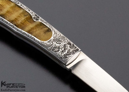 Steve Hoel Custom Knife Aldo Rizzini Engraved Rams Horn Lockback - Image 5