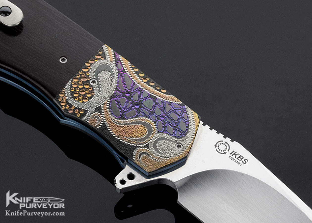 Collaboration Van Heerden & Andre Thorburn Custom Knife A6 Damascus, Heat  Colored Zladinox Feather Pattern Titanium IKBS Premium Flipper - Knife  Purveyor