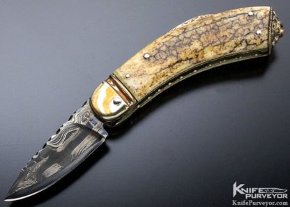 Ashley Forge Hugh Bartrug Custom Knife Lockback with Mokume and Blued Damascus - Image 2