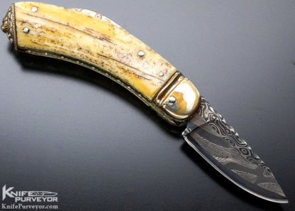 Ashley Forge Hugh Bartrug Custom Knife Lockback with Mokume and Blued Damascus - Image 5