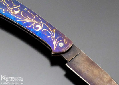 Bailey Bradshaw Custom Knife Sole-Authorship Damascus and 24kt Gold Inlayed Bale Lock - Image 4