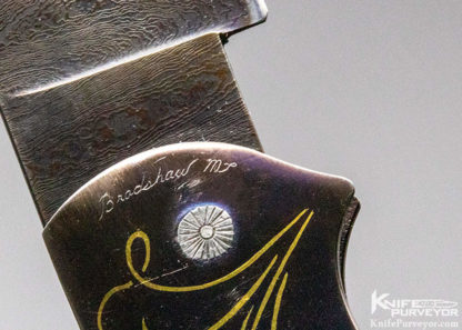 Bailey Bradshaw Custom Knife Sole-Authorship Damascus and 24kt Gold Inlayed Bale Lock - Image 5