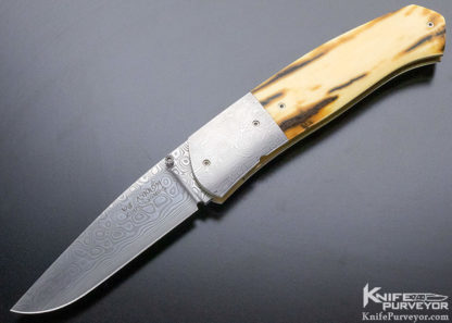 Bill Ankrom Custom Knife Mammoth with Multi-Bar Damascus and Titanium Linerlock - Image 2