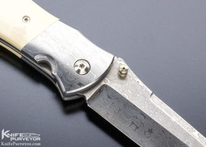 Bob Terzuola Custom Knife Left Handed "Single Issue" Mammoth & Damascus Linerlock - Image 2