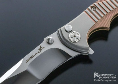 Brian Tighe Custom Knife "Tighe Raid" Machined and Anodized Titanium Button Lock - Image 3