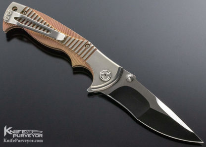 Brian Tighe Custom Knife "Tighe Raid" Machined and Anodized Titanium Button Lock - Image 4