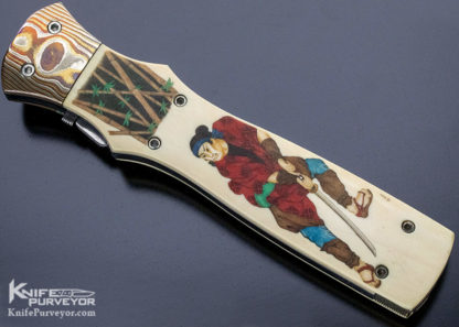 Butch Vallotton Custom Knife "Viper" OTF Auto Scrimshawed by Denise Kondria with Mokume and Damascus - Image 8