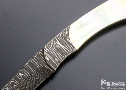 Darrel Ralph Custom Knife South Sea Gold Lip Pearl & Damascus Fixed Blade - Image 2