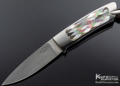 Dietmar Kressler Custom Knife Multi Pearl Inlaid "Harlequin Drop" - Image 5