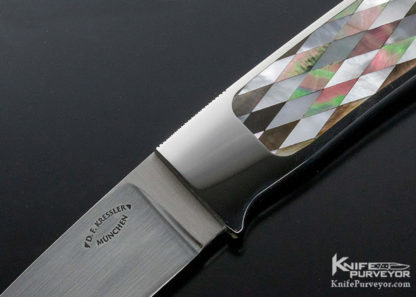 Dietmar Kressler Custom Knife Multi Pearl Inlaid "Harlequin Drop" - Image 4