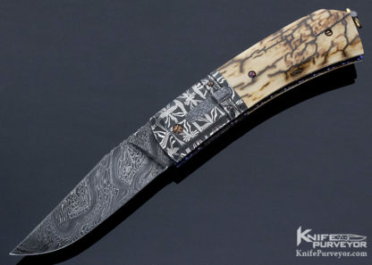 Don Hanson Custom Knife Sole Authorship Mosaic Damascus with Mastodon and 14K Gold Bale - Image 4