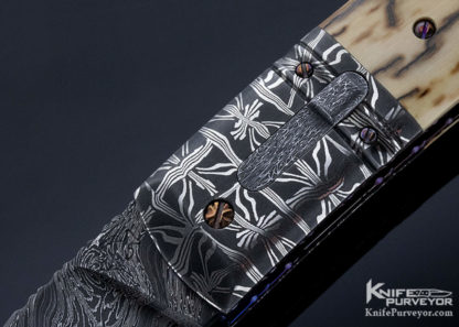 Don Hanson Custom Knife Sole Authorship Mosaic Damascus with Mastodon and 14K Gold Bale - Image 2